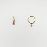 Pink Tourmaline 9ct Yellow Gold Huggie Earrings