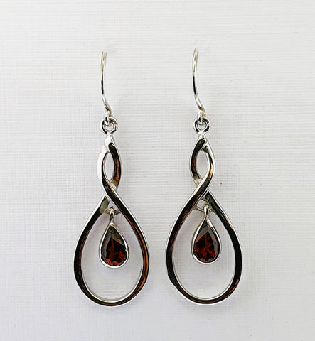 Garnet Sterling Silver Earrings