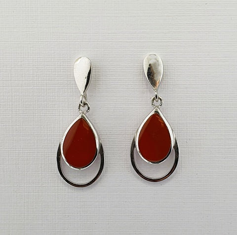 Red Agate Sterling Silver Earrings