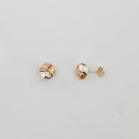 9ct Yellow, White & Rose Gold Knot Earrings