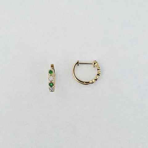 Emerald and Diamond 9ct Yellow Gold Earrings