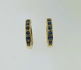 Blue Sapphire & Diamond 9ct Yellow Gold Earrings