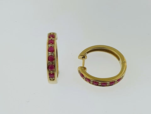 Ruby & Diamond 9ct Yellow Gold Earrings