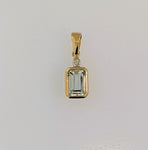 Aquamarine & Diamond 9ct Yellow Gold Pendant