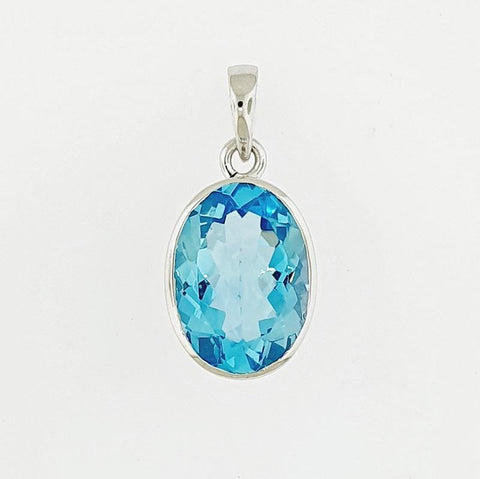 Blue Topaz Sterling Silver Pendant