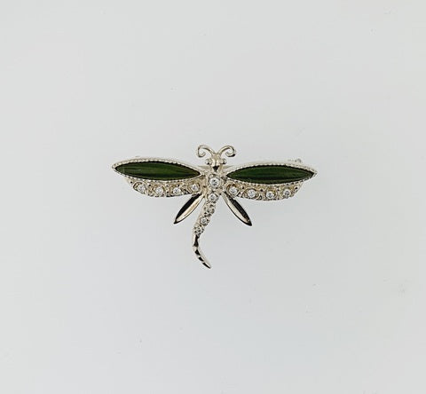 Greenstone Sterling Silver Brooch