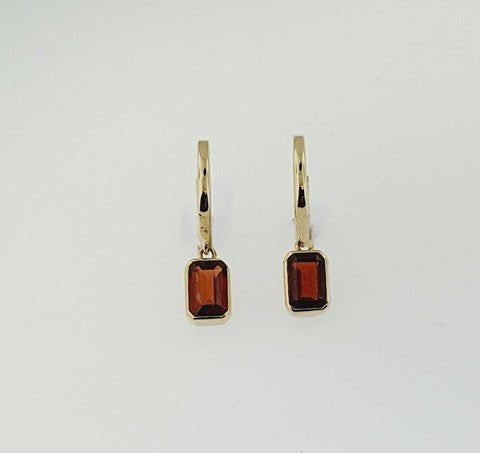 Garnet 9ct Yellow Gold Huggie Earrings