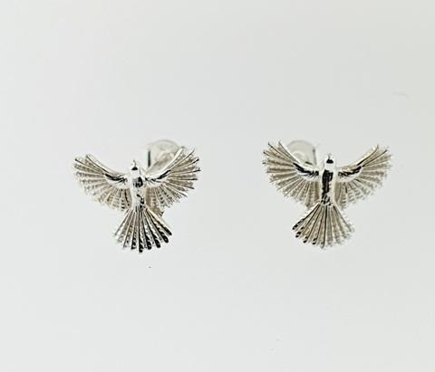 Sterling Silver Fantail Stud Earrings