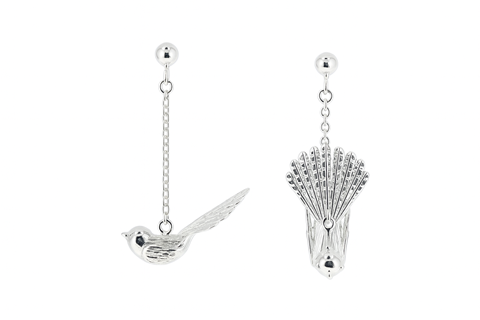 Sterling Silver Fantail Chain Stud Earrings