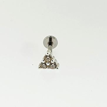 CZ Sterling Silver Helix Triangular Stud Earing