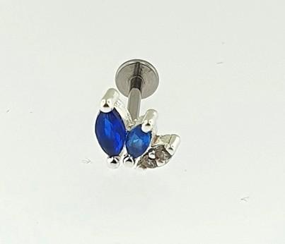 Blue CZ Sterling Silver Helix Stud Earing