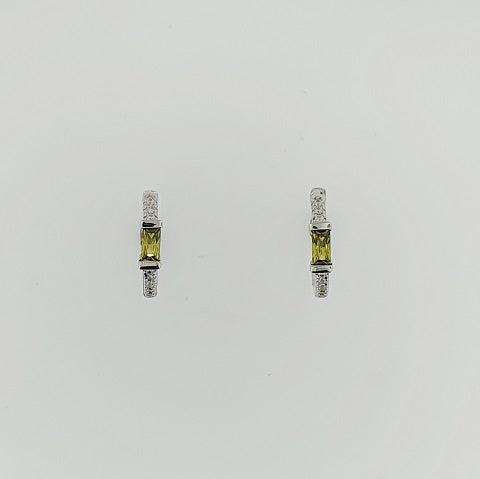 Peridot & CZ Sterling Silver Earrings