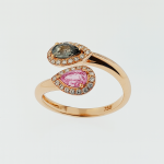 Pink & Green Sapphire & Diamond 18ct Rose Gold Ring