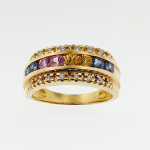 Multi-Coloured Sapphire & Diamond 9ct Yellow Gold Ring