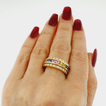 Multi-Coloured Sapphire & Diamond 9ct Yellow Gold Ring