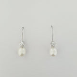Freshwater Pearl & CZ Sterling Silver Earrings
