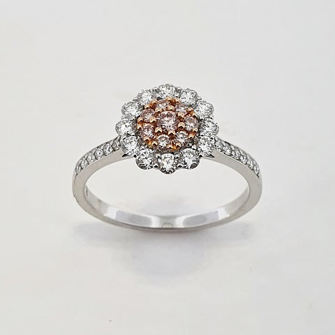 Pink Natural & White Diamond 18ct Gold Ring