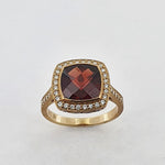 Garnet & Diamond 9ct Gold Ring
