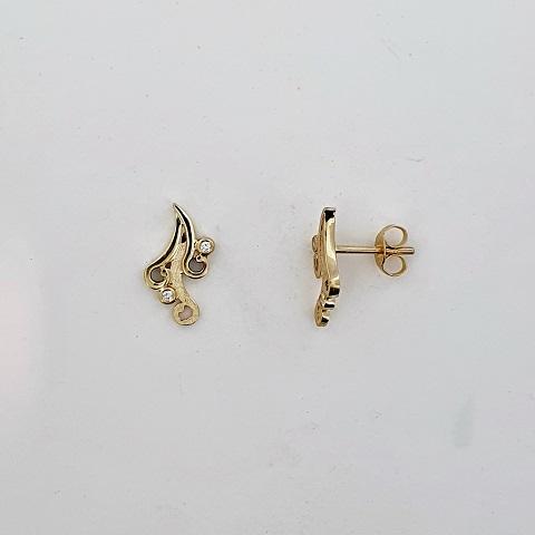 Diamond 9ct Yellow Gold Koru Earrings