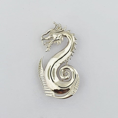 Paddling Sterling Silver Dragon Brooch/Pendant