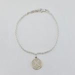 Hockey Sterling Silver Crossed Stocks Disc Bracelet