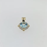 Blue Topaz & Diamond 9ct Gold Pendant