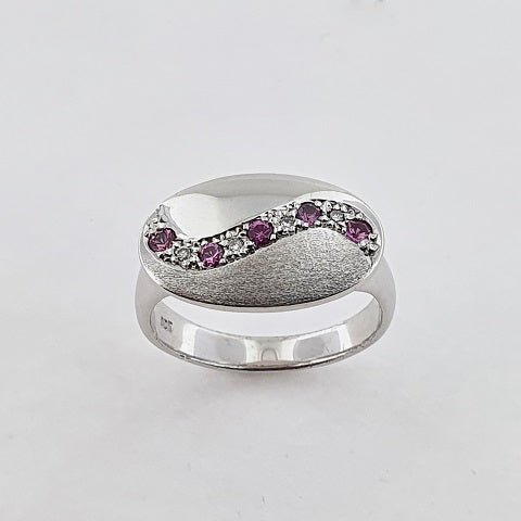 Pink Sapphire & Diamond 9ct Gold Ring