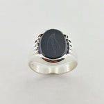 Onyx Sterling Silver Fern Ring