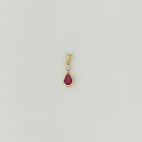 Ruby & Diamond 9ct Gold Pendant