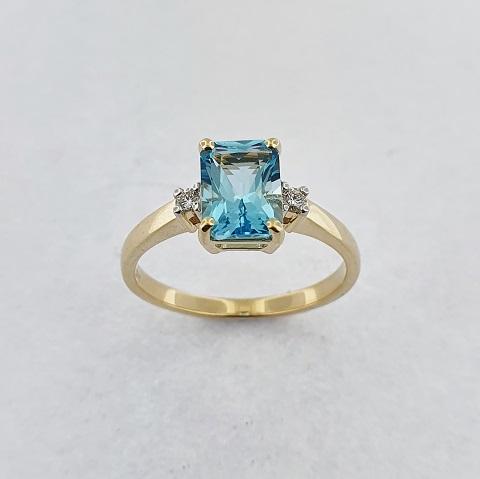 Blue Topaz & Diamond 9ct Gold Ring
