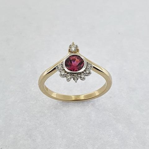 Pink Tourmaline & Diamond 9ct Gold Ring