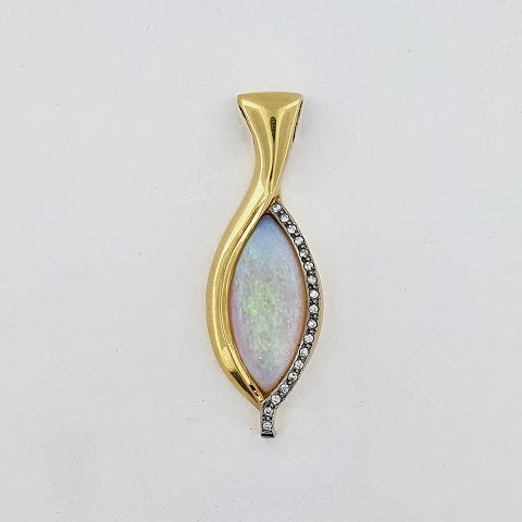 Opal & Diamond 18ct Gold Pendant