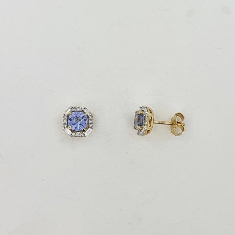 Tanzanite & Diamond 9ct Gold Earrings
