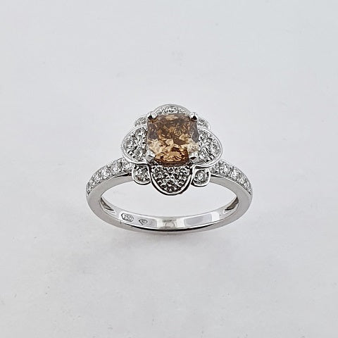 Chocolate & White Diamond 18ct Gold Ring