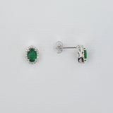 Emerald & Diamond 9ct White Gold Earrings