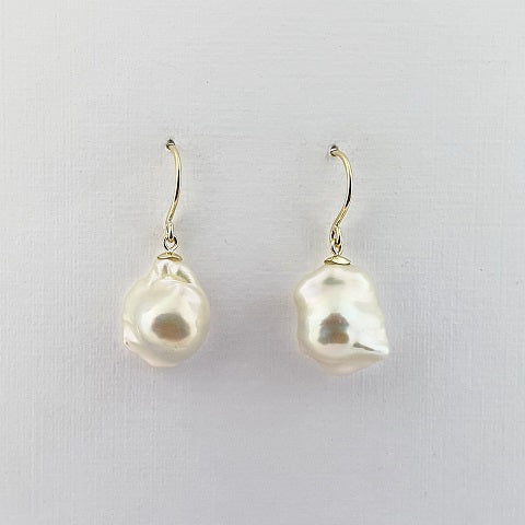 Freshwater Pearl Baroque 9ct Gold Earrings