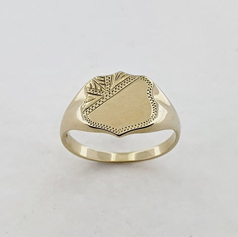 9ct Yellow Gold Shield Signet Ring