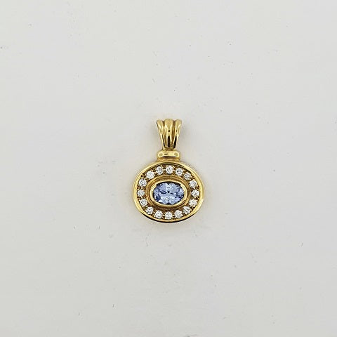 Blue Sapphire & Diamond 18ct Gold Pendant