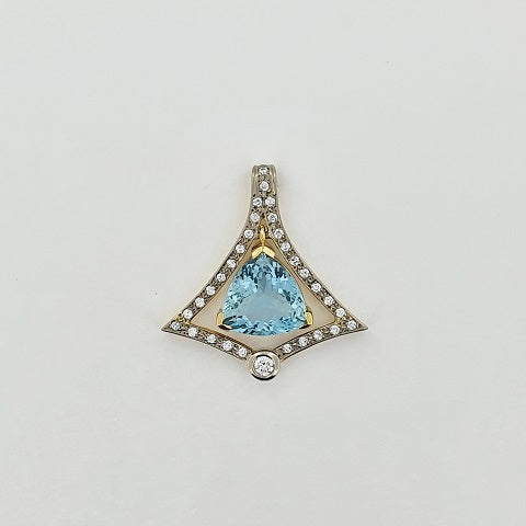 Aquamarine & Diamond 18ct Gold Pendant