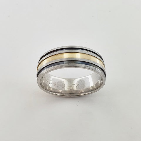 Black Rhodium & 9ct Gold Ring