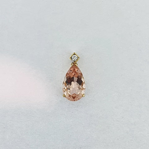 Morganite & Diamond 9ct Gold Pendant