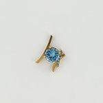 Blue Zircon & Diamond 9ct Gold Pendant
