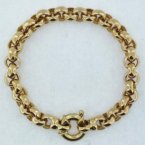 19cm x 9.5mm Width Diamond Set Heart Padlock Belcher Bracelet in 10kt  Yellow Gold