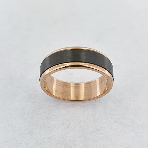 Zirconium and 9ct Rose Gold Ring