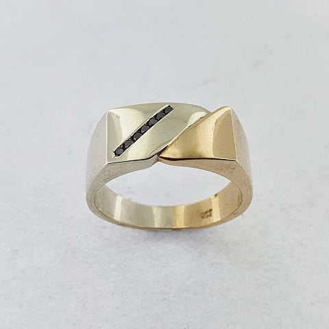 Black Diamond 9ct Gold Signet Ring