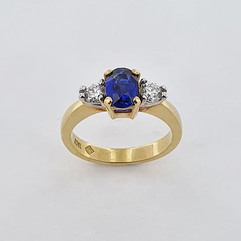 Blue Sapphire & Diamond 18ct Gold Ring