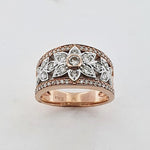 Diamond 9ct Rose & White Gold Flower Ring