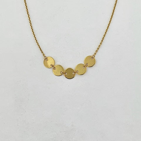 14K Gold Fill Multi - Hammered Disc Necklace on Beaded Chain with Garnet  Drop — Erin Christman