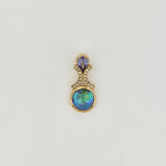Paua Pearl, Purple Sapphire & Diamond 9ct Gold Pendant
