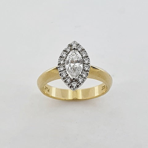 Diamond 18ct Gold & Platinum Halo Ring